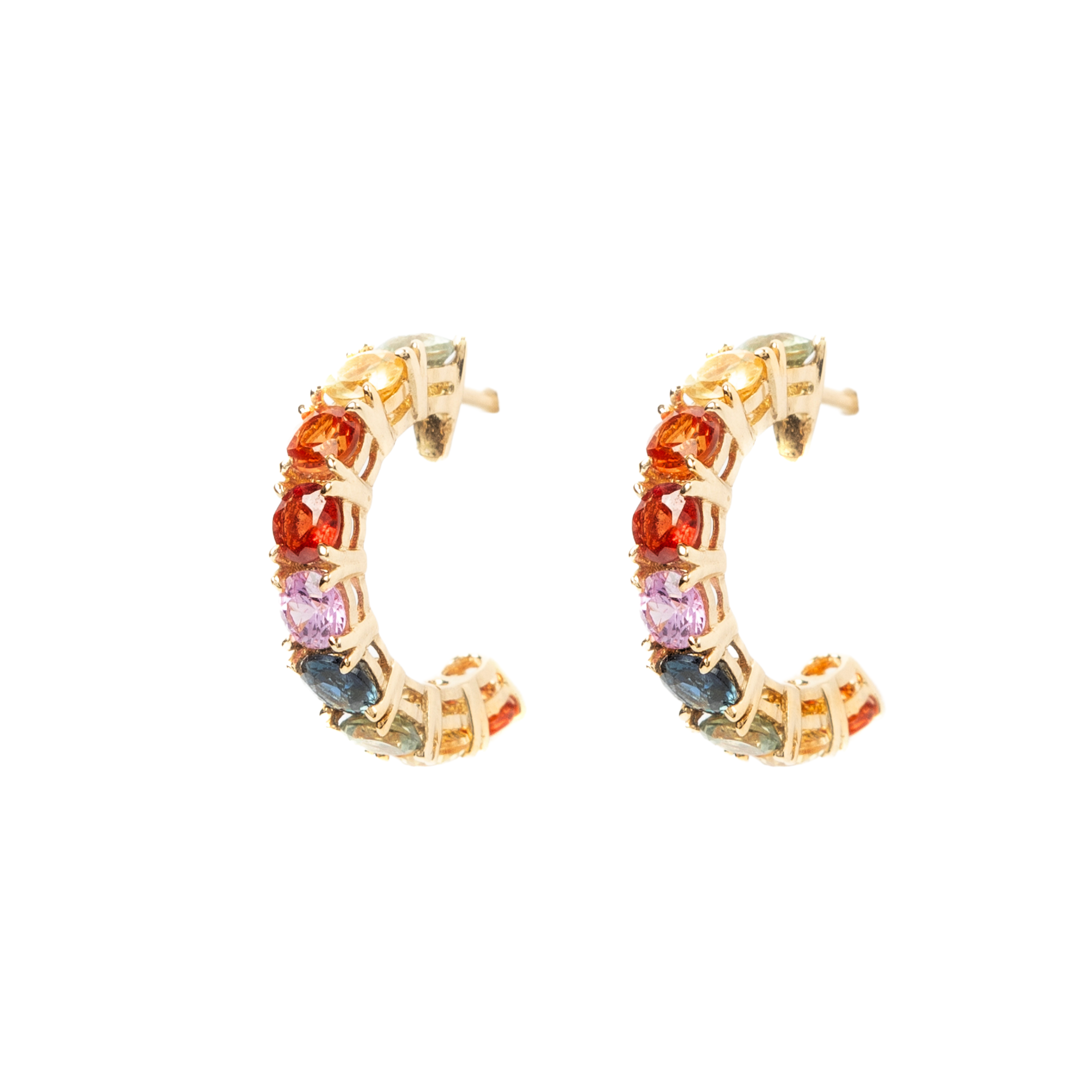 Rainbow Sapphire Hoops
