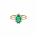 Oval Emerald & Diamond Halo Solitaite Ring