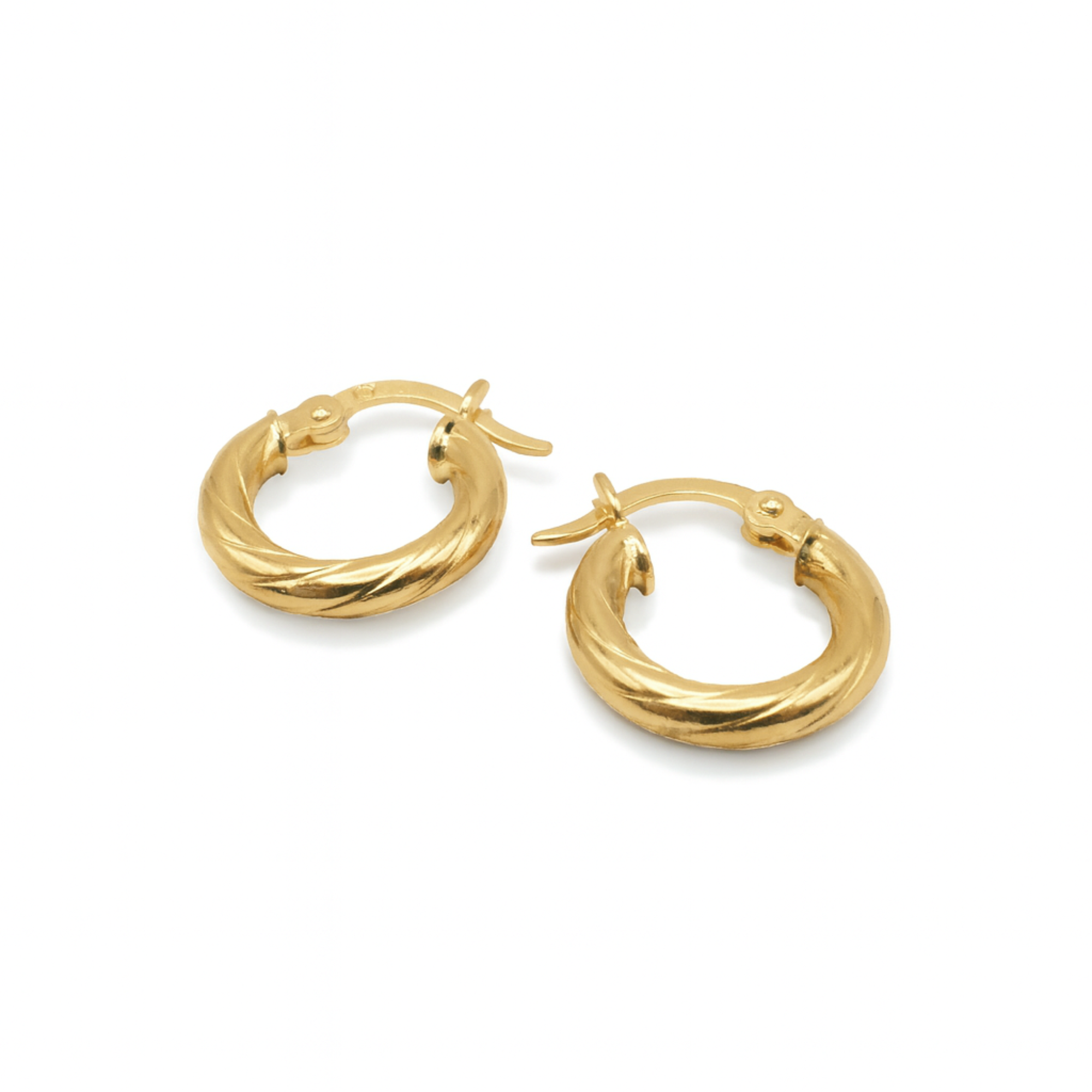 Mini Twisted Yellow Gold Hoops