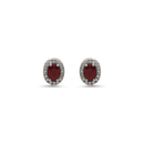 Oval Ruby Halo Earrings