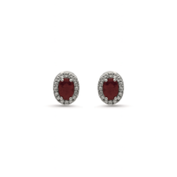 Oval Ruby Halo Earrings