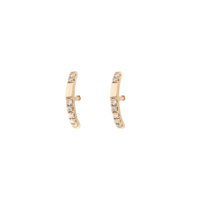Mini Curved Earrings –  Diamonds and Yellow Gold