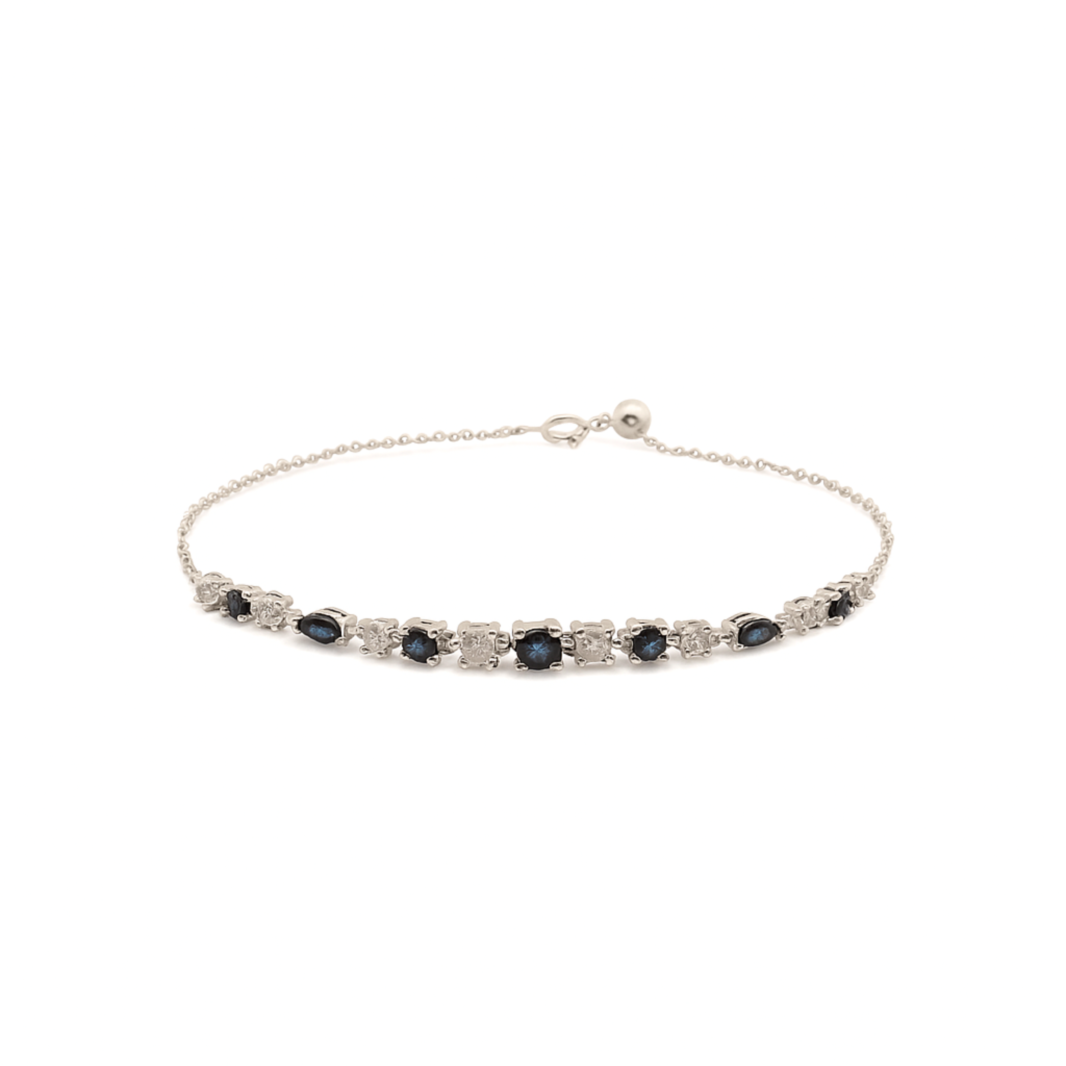 Tennis & Chain Bracelet – Blue Sapphires & Diamonds