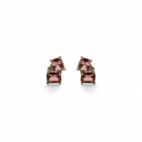 Double Emerald - Cut Studs - Pink Sapphires & Diamonds