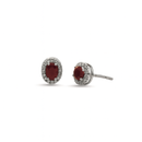 Oval Ruby Halo Earrings