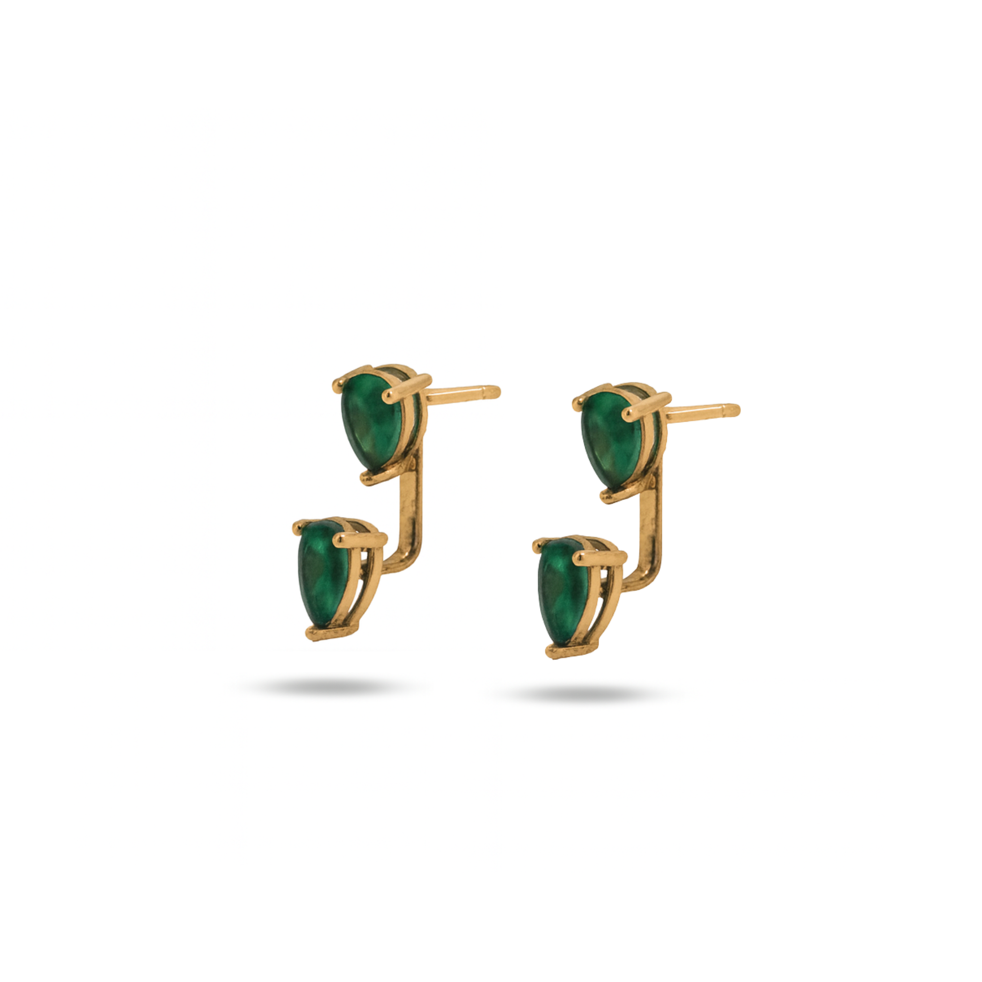 Emerald Pear Studs With Pear Jackets