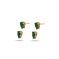 Emerald Pear Studs With Pear Jackets