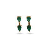 Emerald Pear Studs With Pear Jackets