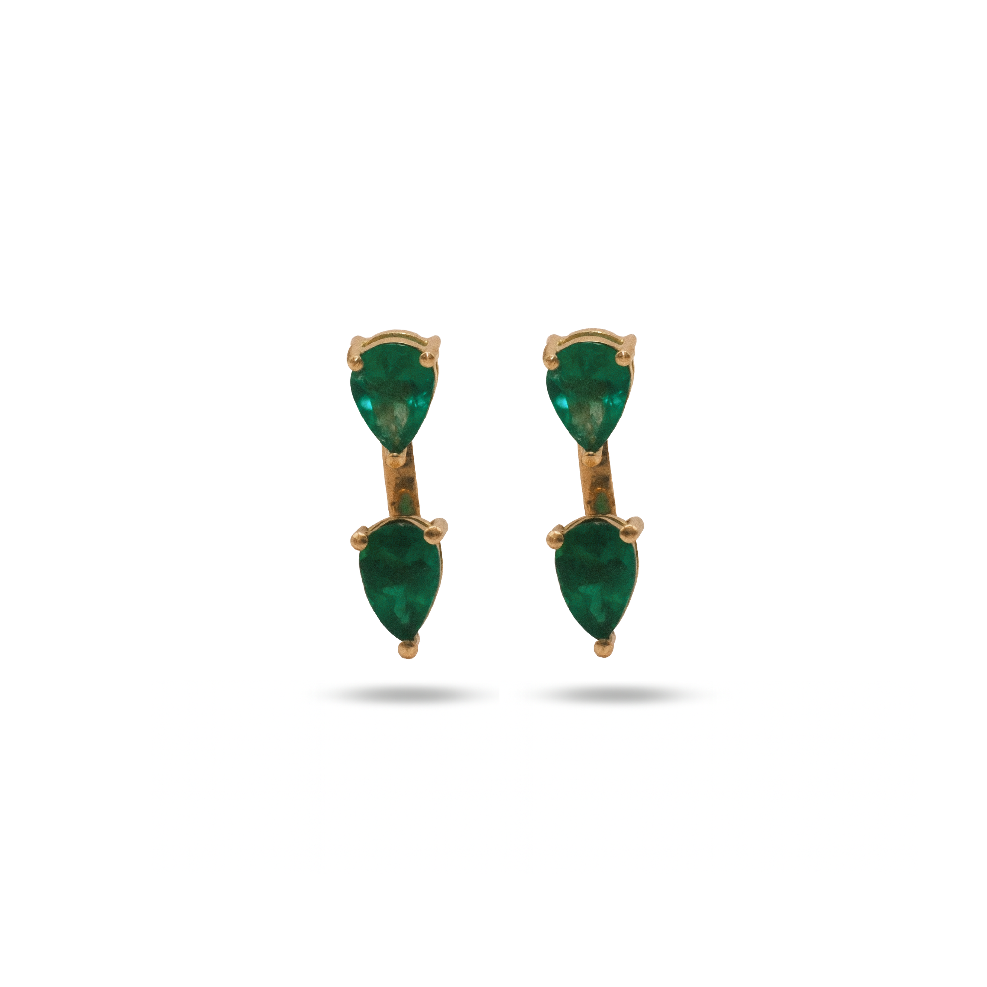 Emerald Pear Studs With Pear Jackets