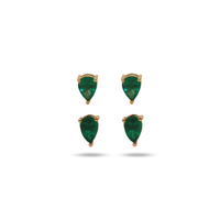 Emerald Pear Studs With Pear Jackets