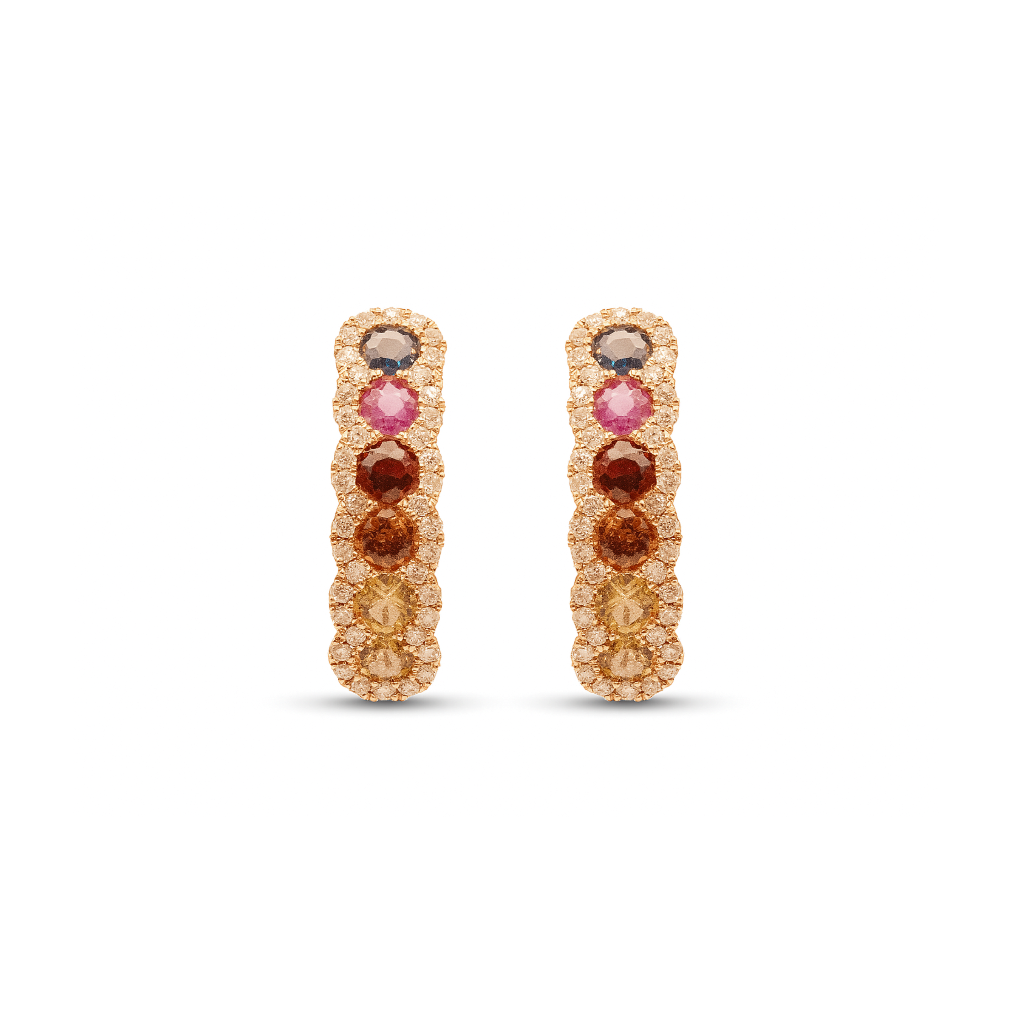 Rainbow Halo Hoops – Sapphires with Diamonds