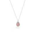 Pear Pink Sapphire Diamond Halo Necklace