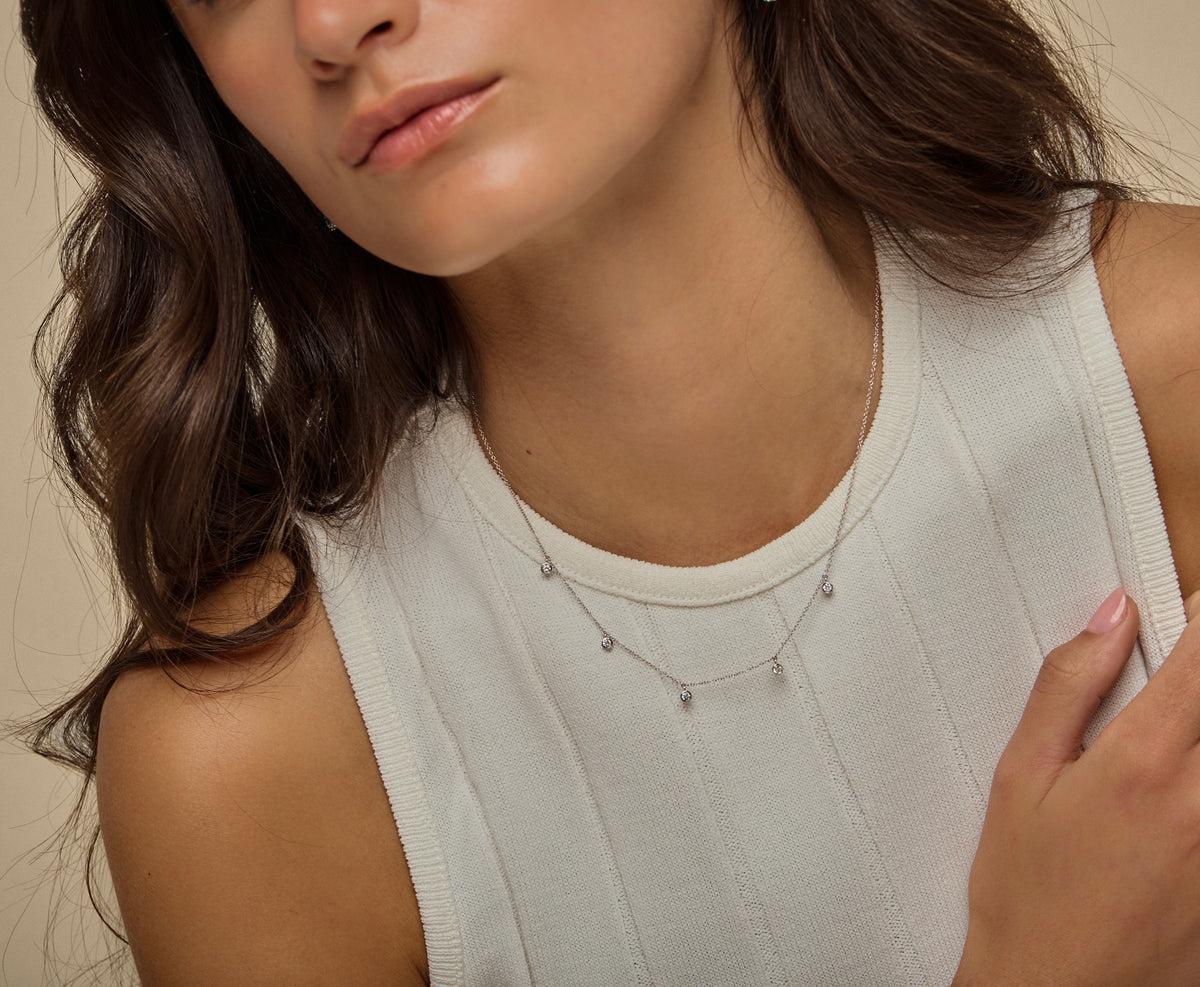 5 Round Diamond Bezel Necklace
