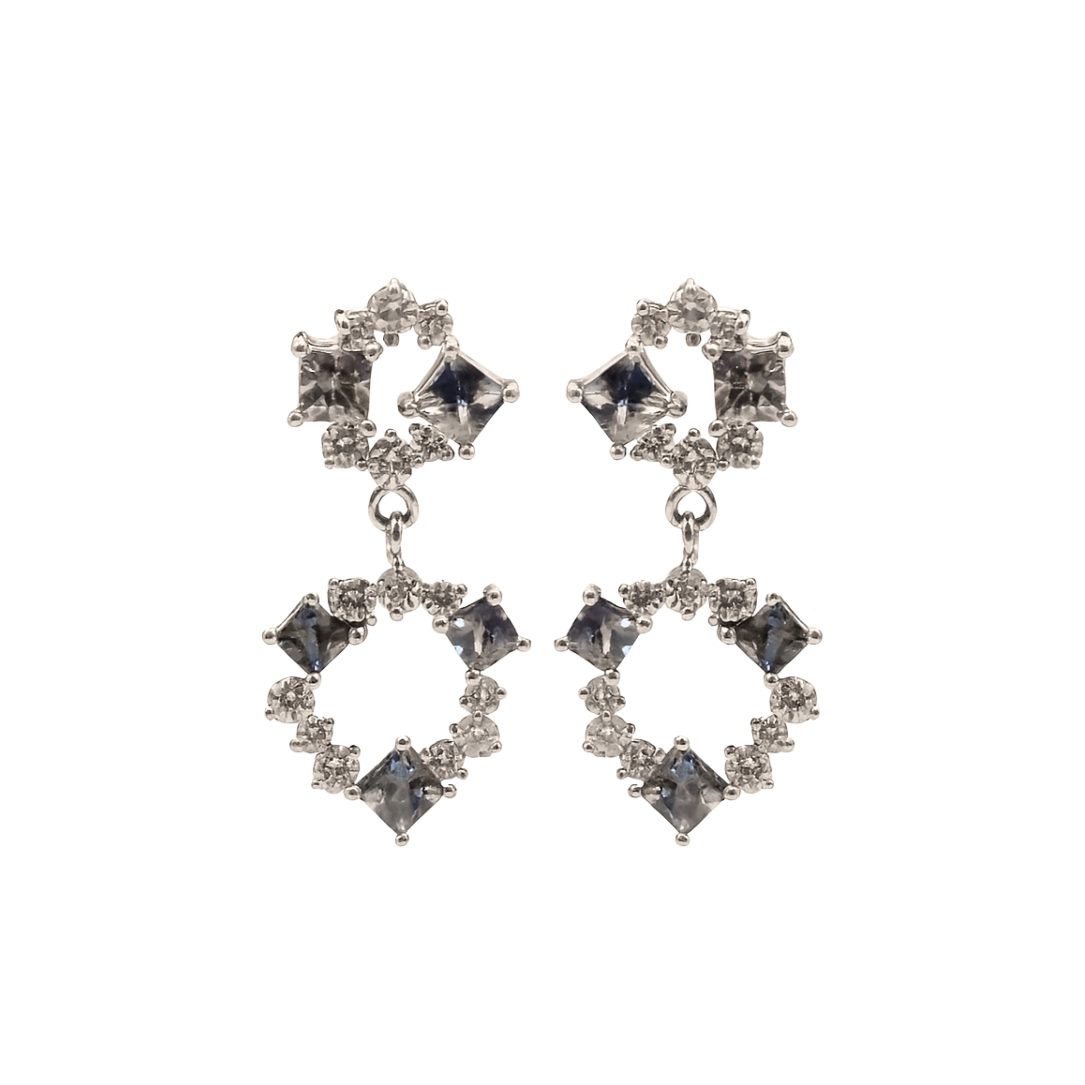 Bicolor Double Hoop Earrings –  Sapphires & Diamonds