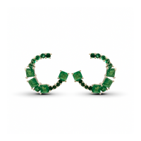 Mixed-Cut Hoop Earrings –  Emeralds