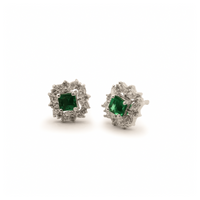 Princess-Cut Studs with Marquise Jackets  – Emeralds & Diamonds