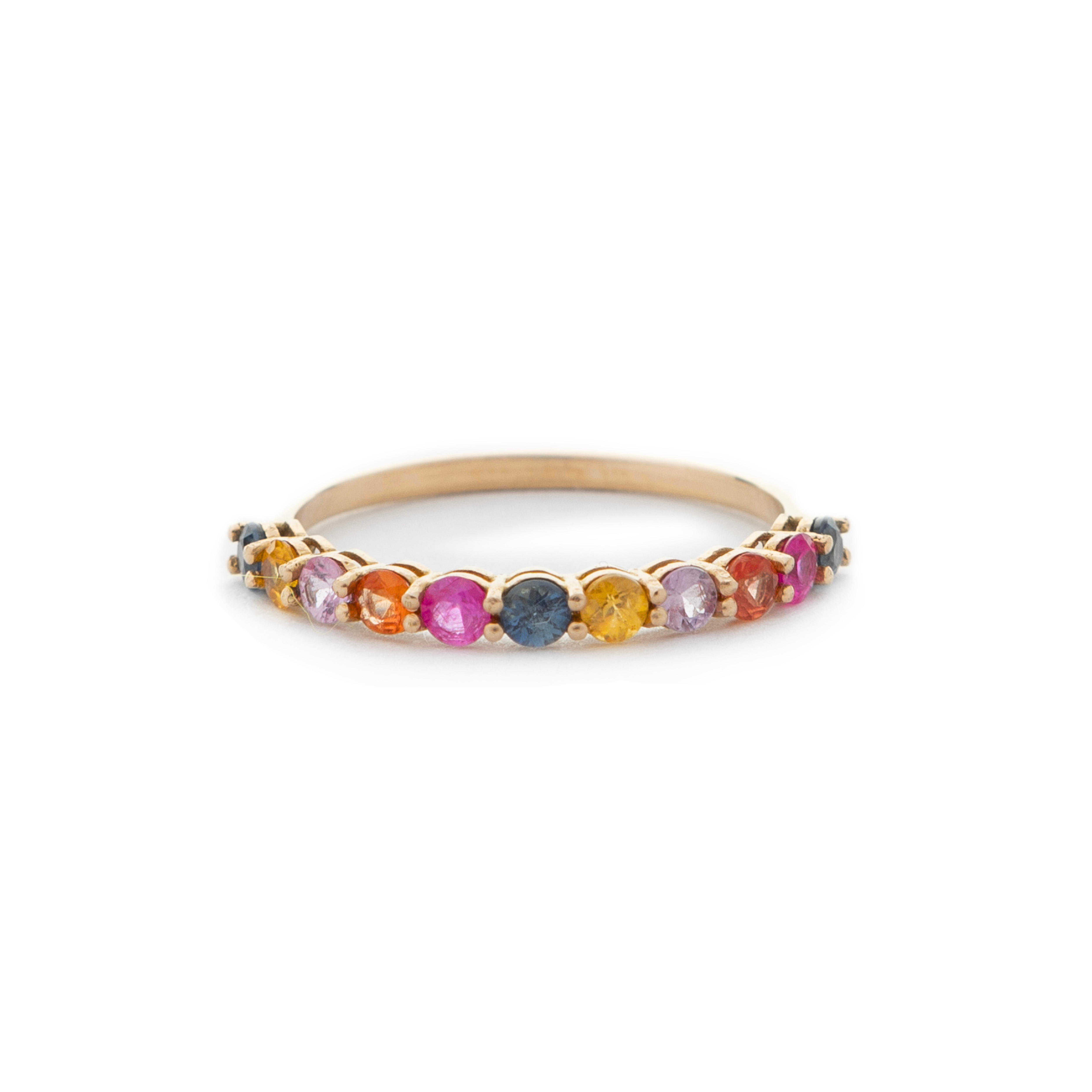 Rainbow Sapphire Band in Yellow Gold