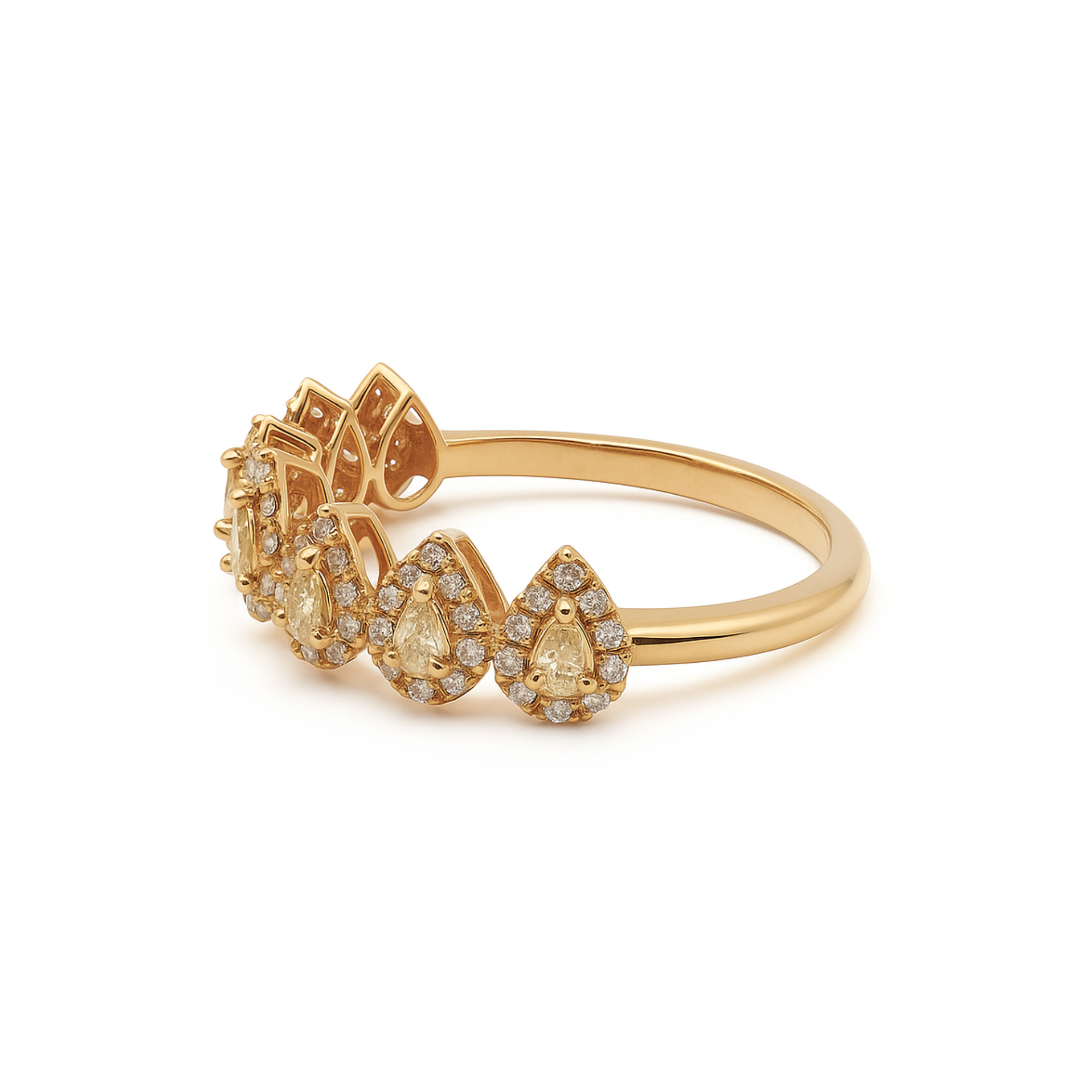 Yellow Pear Diamond Halo Band