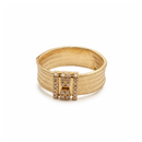 Elastic Ring – Yellow Gold with 5-Line Diamond Charm