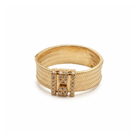 Elastic Ring – Yellow Gold with 5-Line Diamond Charm
