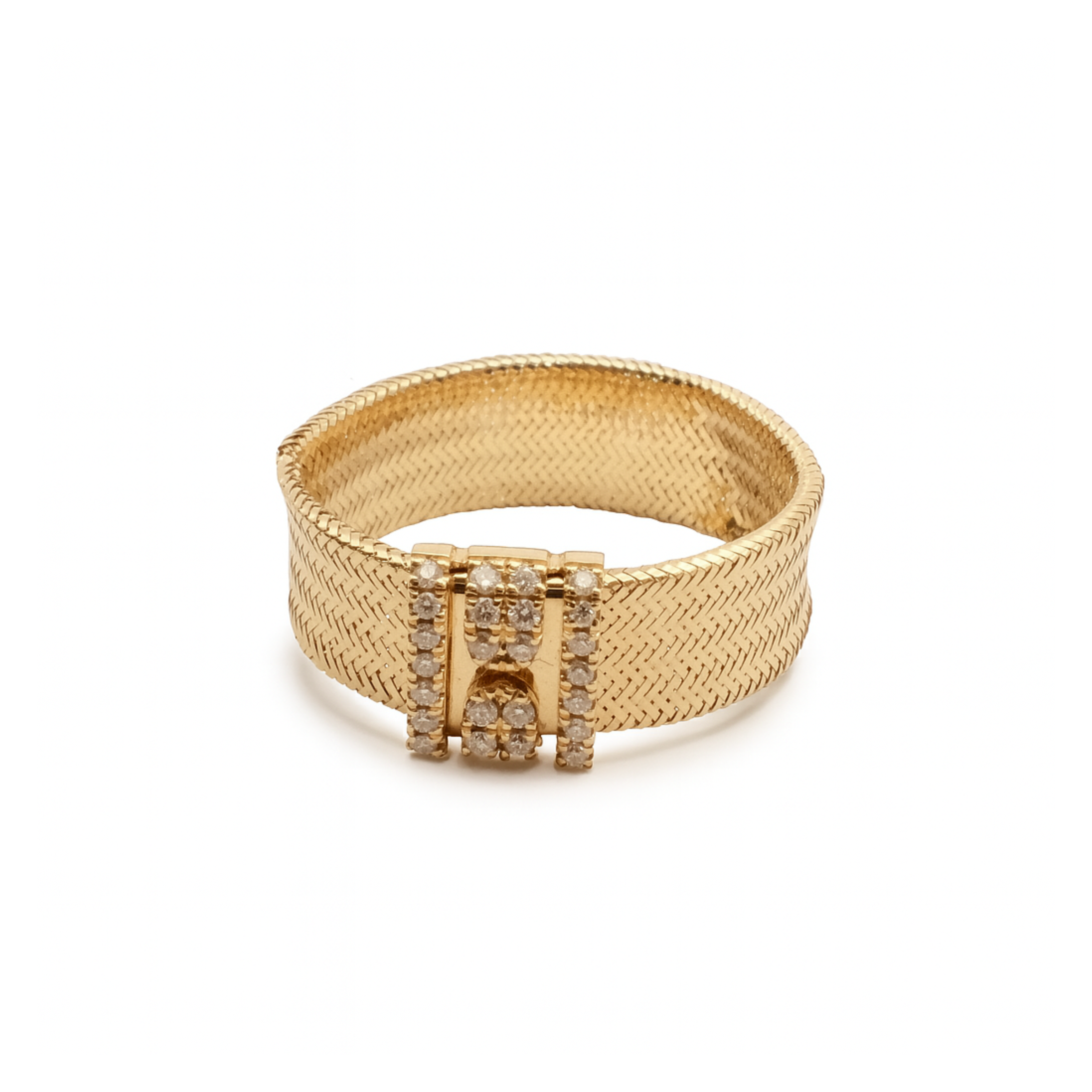 Elastic Ring – Yellow Gold with 5-Line Diamond Charm