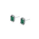 Emerald Rectangle Diamond Halo Studs
