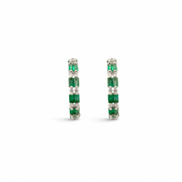 Double Baguette Hoops – Emeralds & Diamonds