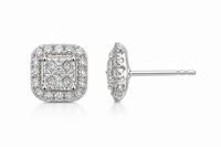 Illusion Square Diamond Halo Studs