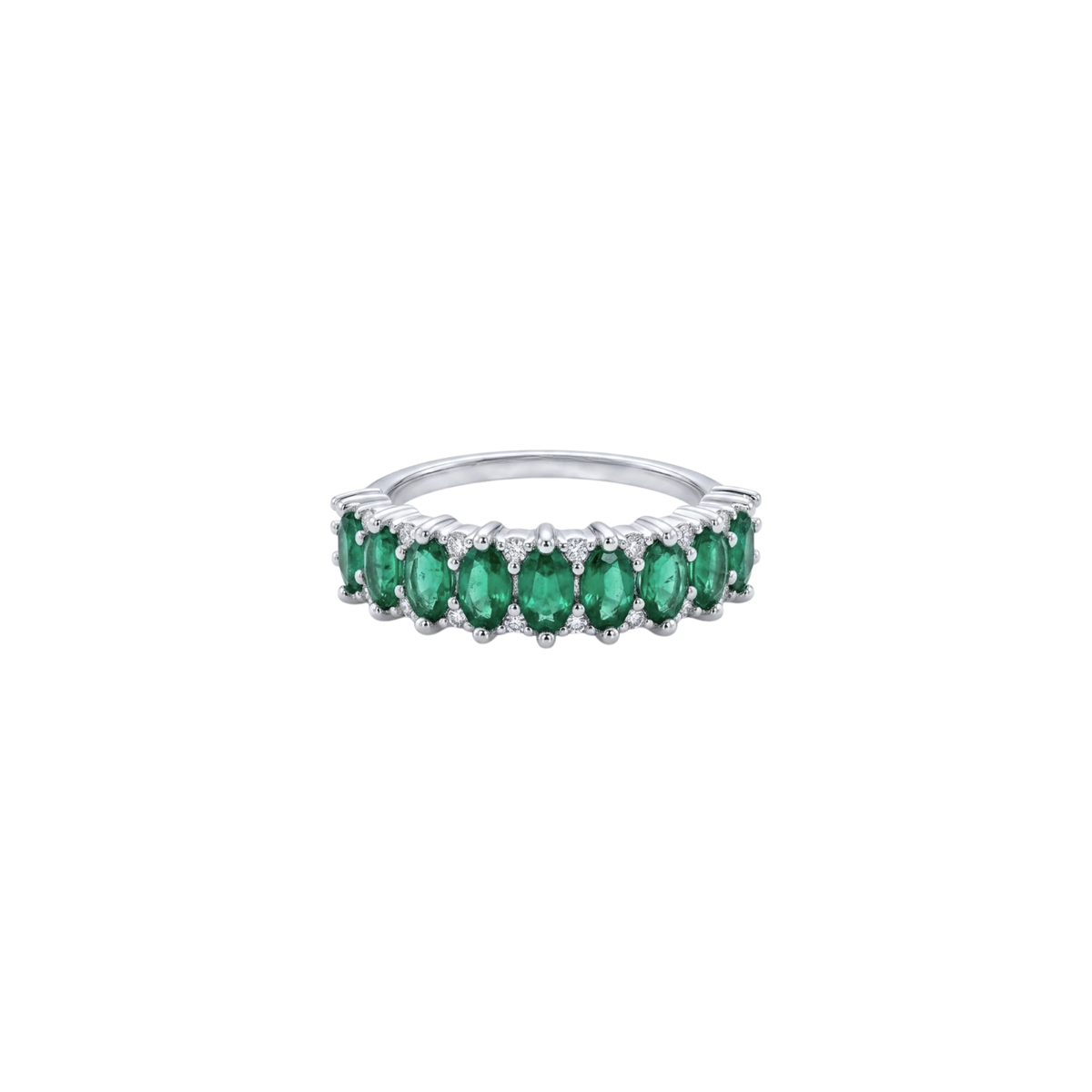 Ten Marquise Emerald  & Round Diamond Band