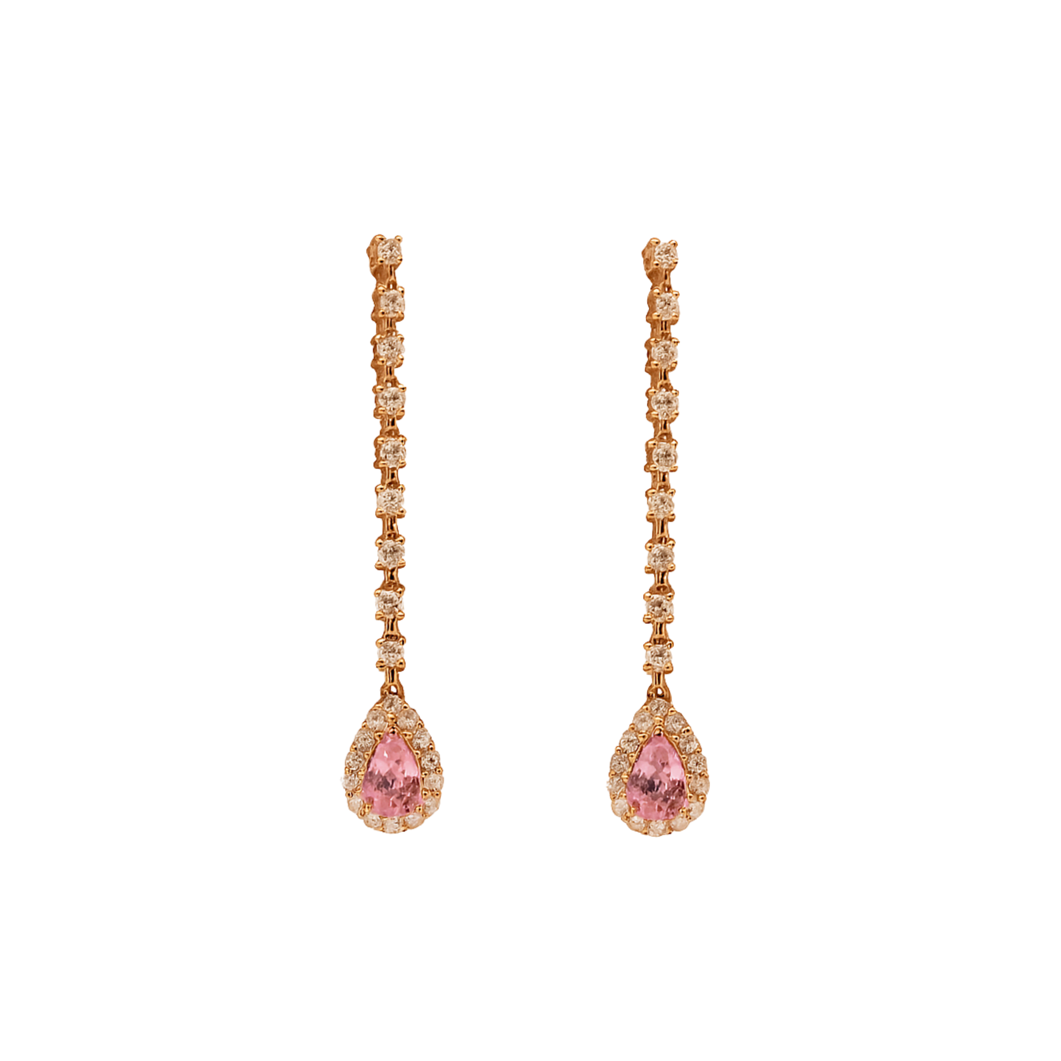 Statement Pear Drop Earrings – Diamond & Pear Pink Sapphire
