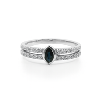 Marquise Sapphire Solitaire on Double Diamond Band