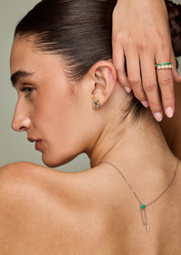 Oval Emerald & Diamond Tassel Necklace