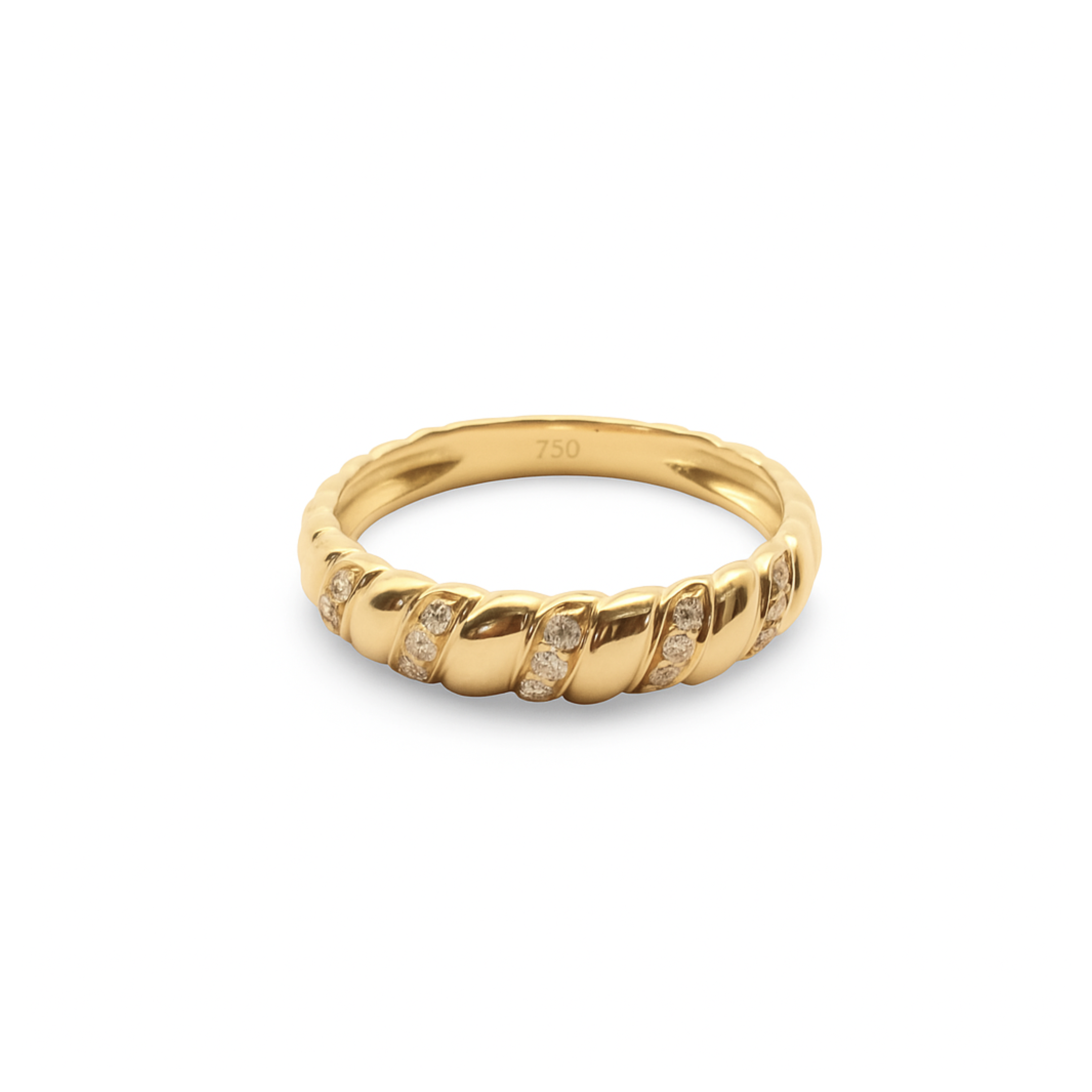 Sparkling Chunky Band - Yellow Gold & Diamonds