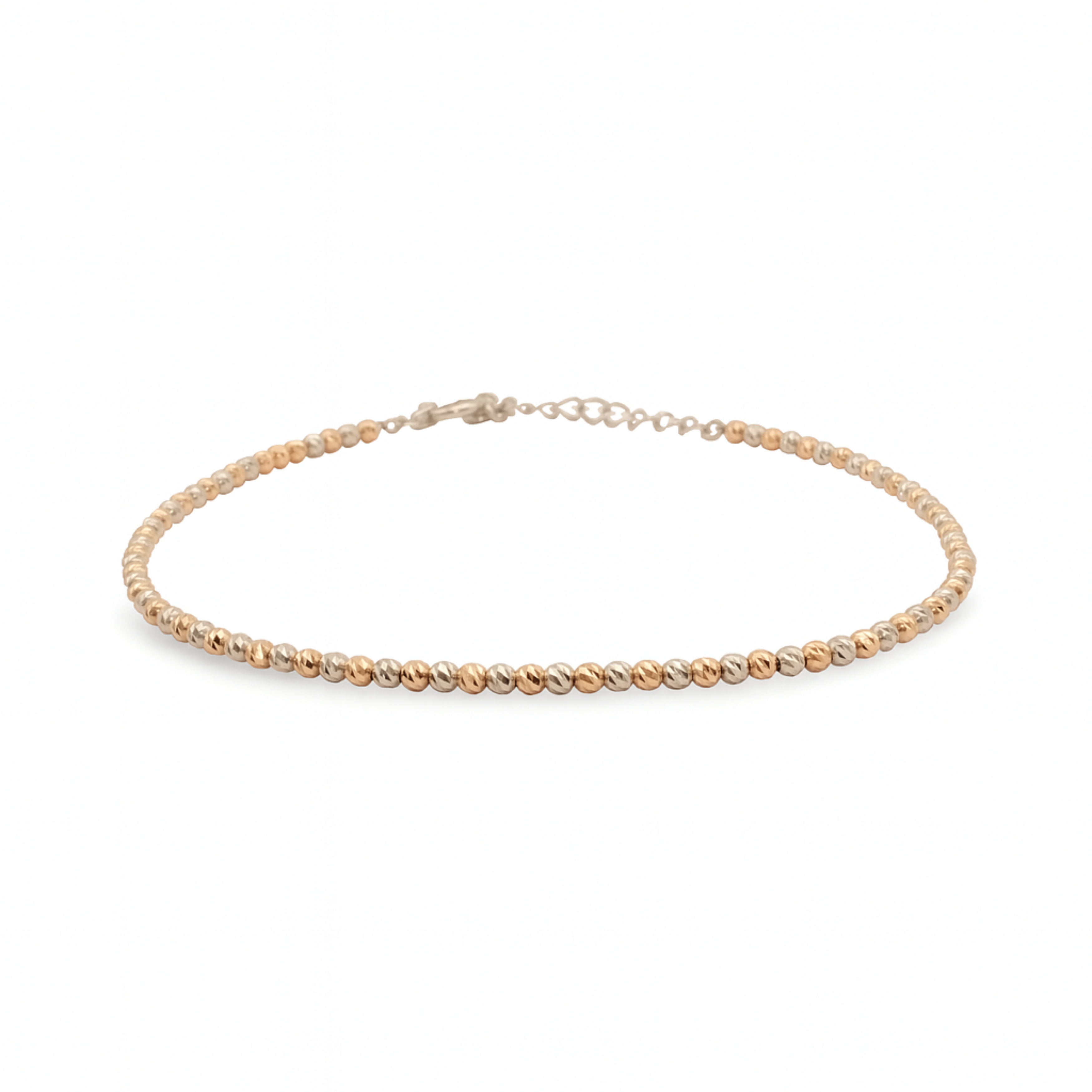 Diamond - Cut Gold Bead Bracelet – White & Rose Gold
