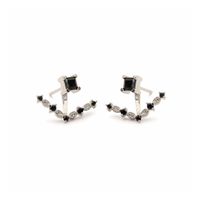 Princess-Cut Studs with Jackets  – Blue Sapphires  & Diamonds