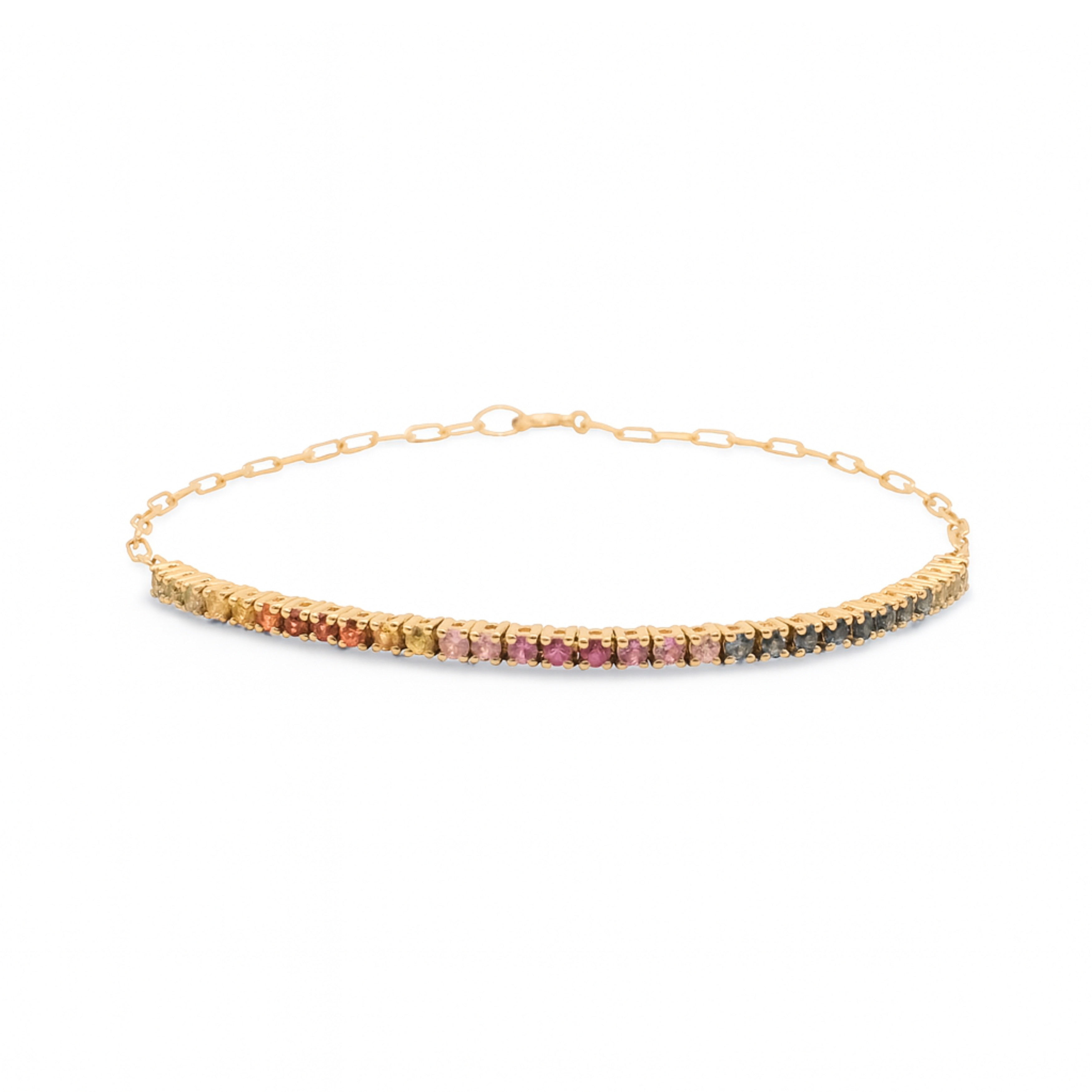 Paper Clip & Tennis Bracelet – Rainbow Sapphires