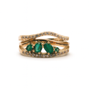 Mixed-Cut Emerald & Diamond Triple Wavy Band