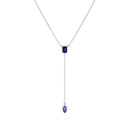 Emerald-Cut Dark Blue Sapphire & Pear Violet Sapphire Y Necklace