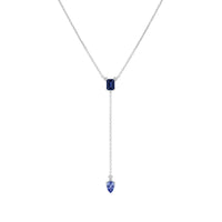 Emerald-Cut Dark Blue Sapphire & Pear Violet Sapphire Y Necklace