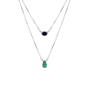 Two Layer Pear Emerald & Oval Sapphire Necklace