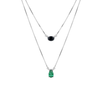 Two Layer Pear Emerald & Oval Sapphire Necklace