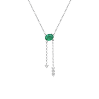Oval Emerald & Diamond Tassel Necklace