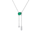 Oval Emerald & Diamond Tassel Necklace