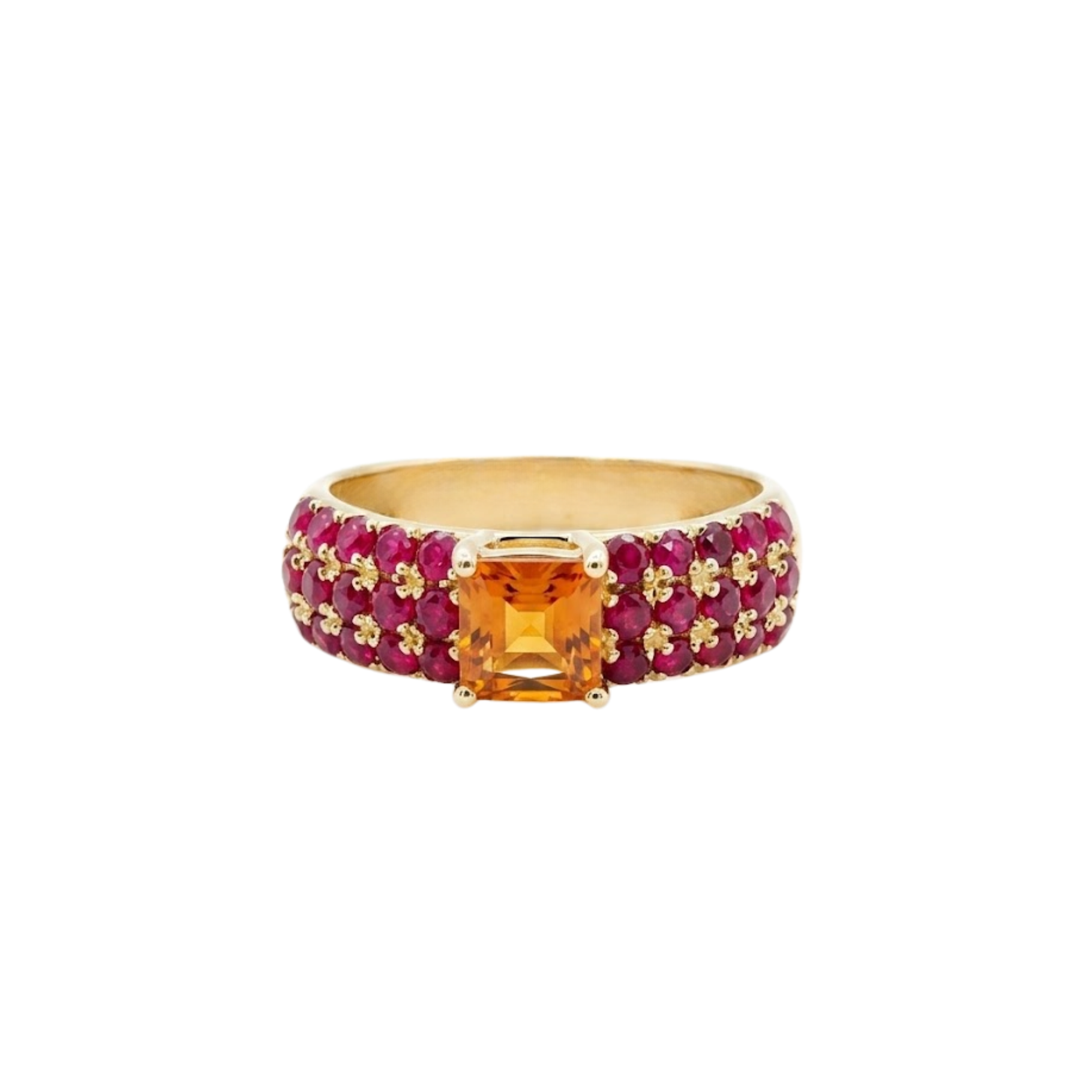 Princess Orange Sapphire & Ruby Band Ring