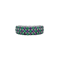Triple Amethyst & Emerald Chunky Band