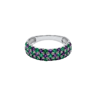 Triple Amethyst & Emerald Chunky Band