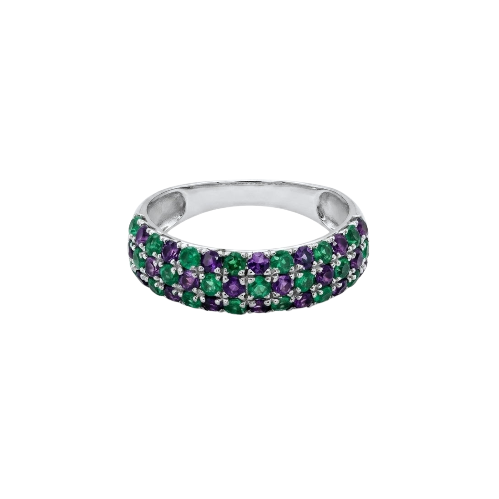 Triple Amethyst & Emerald Chunky Band
