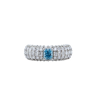 Radiant Blue Diamond & Diamond Chunky Band Ring