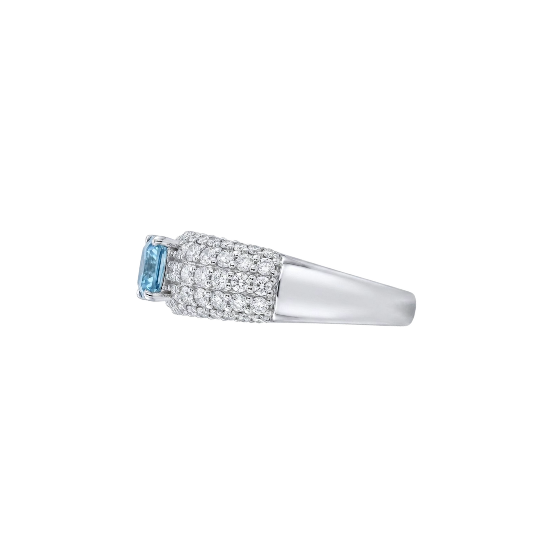 Radiant Blue Diamond & Diamond Chunky Band Ring