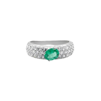 Oval Emerald & Diamond Chunky Band Ring